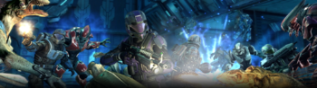 Fireteam Raven fend off Covenant. Screenshotted from the freeze-frame pack in Canon Fodder - That's So Raven.