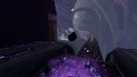 The Anger skull floating on the wall surrounding the first Valley of Tears in Halo 2: Anniversary.