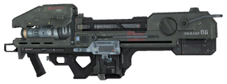 A side profile of the Spartan Laser in Halo: Reach.
