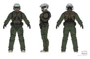 Concept art of the base Army BDU with minimal armor.