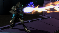 A Sangheili Ranger firing the focus rifle in Halo: Reach.