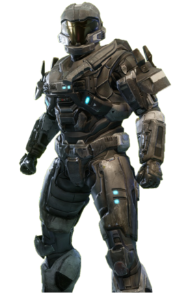 JFO-class Mjolnir from Halo: Reach armor permutation in Halo: The Master Chief Collection menu.