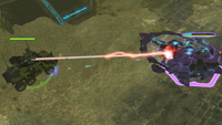 The X23 NNEMP firing in-line heavy laser at a Type-25 Wraith.