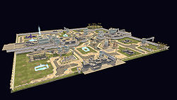 The Layout of the Halo Wars Multiplayer Level "The Docks" from a side view.