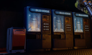 Halo 5 image of a Blu Soda vending machine with an alternate soda design.