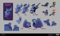 Concept art of the pigeon character seen in many locations throughout the map.