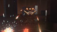 Adjutant Resolution's second Eradicator firing what appears to be projectiles from the scrap cannon.