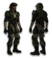 A Marine wearing full battle dress with the second version of the M52B, as it appears in Halo 3.