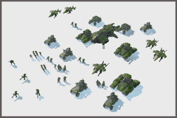 Various UNSC troops in Halo Wars.