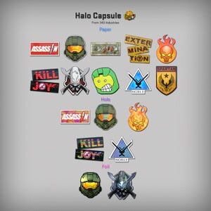 The icons of the Halo Sticker Capsule for Counter-Strike: Global Offensive.