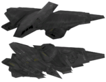 Dorsal and ventral view renders of the Longsword from Halo 2.