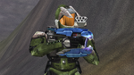 A player holding the 1999 MacWorld Energy Carbine.