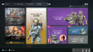 Shop menu in Halo Infinite.