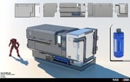 Concept art for a cryogenic storage container.