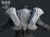Back render of the Tracker armor.
