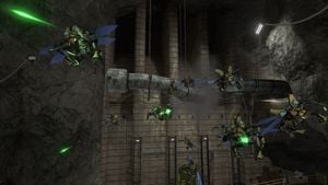 A swarm of Yanme'e in Halo 3 campaign level Crow's Nest.