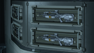 A rack of BRs in Halo 4's intro mission "Dawn".