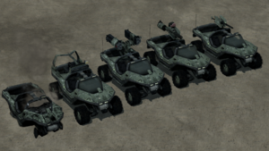All the M12 Warthog variants in the MCC Reach Forge. Originally taken by User:BaconShelf.