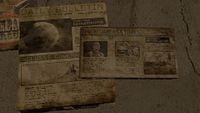 Newspaper bulletins about Fall of Reach and Corbulo Academy of Military Science in Halo 2: Anniversary campaign level Outskirts.