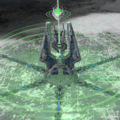 A profile view of the Spire of Healing with its healing aura activated in Halo Wars.