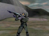 The particle beam rifle held by the player.