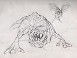 This image show's Marcus Lehto's original sketch of the "blind wolf" and its insectoid companion.[5]