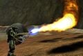 The newly added Flamethrower made its debut in the game.