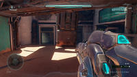 First-person view of the Zubo-pattern beam rifle on Riptide in Halo 5: Guardians.