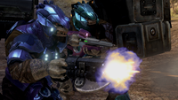 A Jiralhanae Major fighting alongside a Minor in Halo 3.