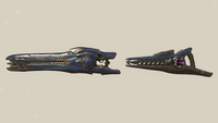A T-27 beam rifle in comparison to a T-50 beam rifle in Halo 5: Guardians.