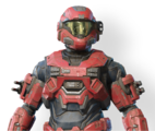 A Spartan-IV wearing jump jet shoulders on the Mark V(B) core in Halo Infinite.