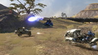A Wraith fires its mortar at a Warthog.