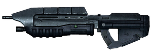 A cropped screenshot of the MA5C assault rifle in Halo: Combat Evolved Anniversary.