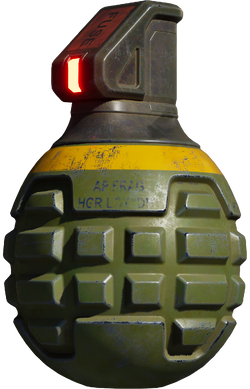 A screenshot of an M9 fragmentation grenade. Original image by User:Saphira.