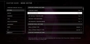 Custom game options for Firefight King of the Hill.
