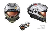 Concept art of the Mark V CQC helmet, initially envisioned as the Spartan-III commando Rosenda-A344's helmet, for Halo: Reach.