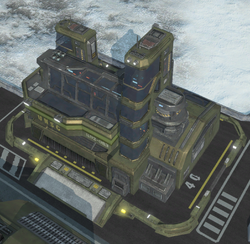 A screenshot of the UNSC Field Armory building.