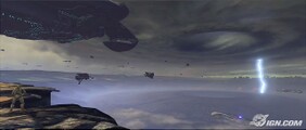 Numerous Assault Carriers are seen above the skies around the portal to the Ark in the Halo 3 Announcement Trailer.