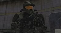 John-117 holding the redesigned M7 SMG in the Halo 4 alpha, in a lighting test map. Note the lack of dedicated animations.