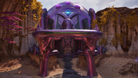 Entrance to a habitat dome's main facility on the Triumph of Tolerance in Halo: Campaign Evolved.