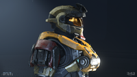 Profile view of the Grenadier helmet in the final build.