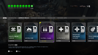 A screenshot of the armor mod selection in Halo 5, while in-game.