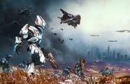 A Sangheili Ultra leading troops in the battle in Halo Mythos.