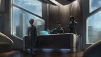 Concept art of John-117 inside Chief Mendez's office at the complex.