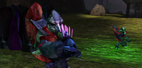 An Unggor Major wielding the needler in Halo: Combat Evolved.