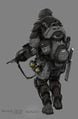 Halo 3: ODST concept art for an ODST with a backpack.