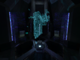 A hologram of the Silent Cartographer facility on Installation 04 in Halo: Combat Evolved.