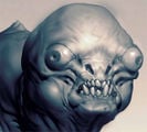 Concept art of an Unggoy's face for Halo 4.