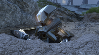 A crashed Aggressor on Installation 07 in Halo Infinite campaign.