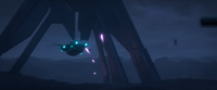 A vision of a D77-TC Pelican being shot down by plasma weaponry in a hypothetical night insertion of Operation: INTERIOR EXILE, as presented by Iratus